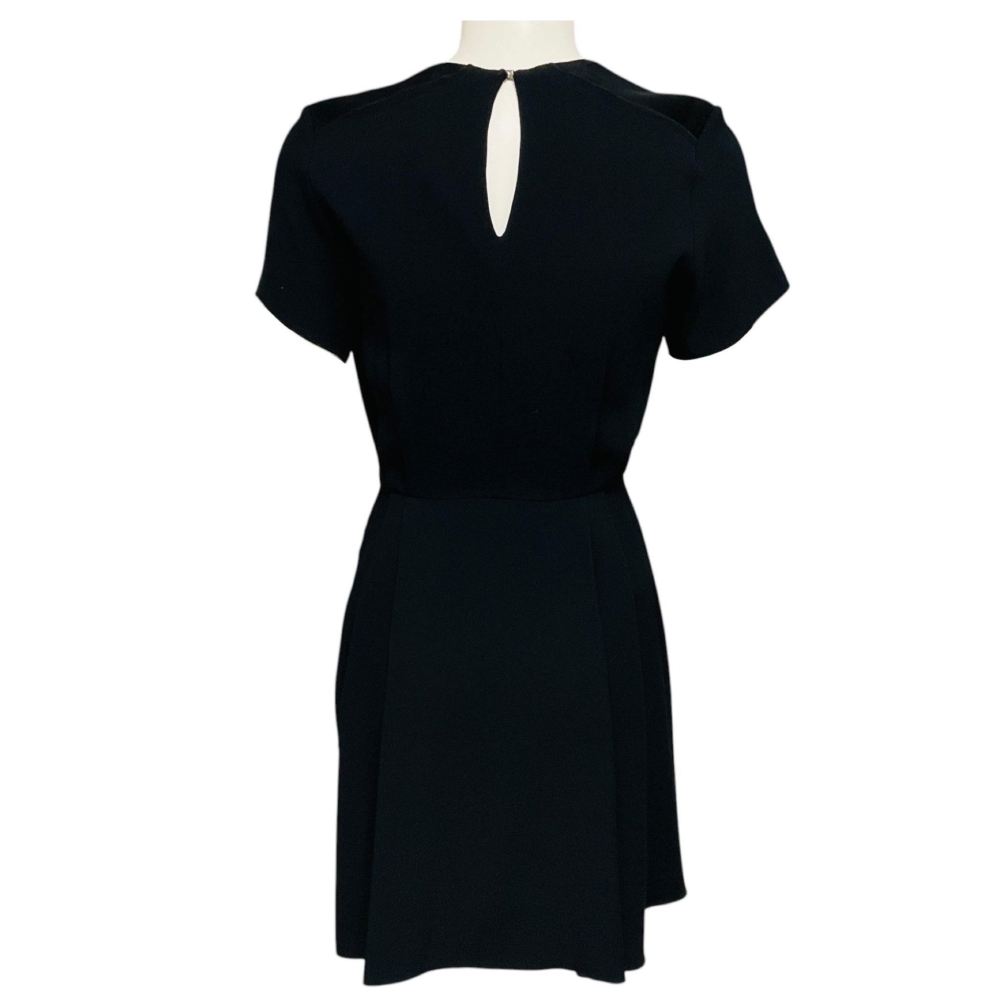 Proenza Schouler Black Short Sleeved Crepe and Satin Mini Dress