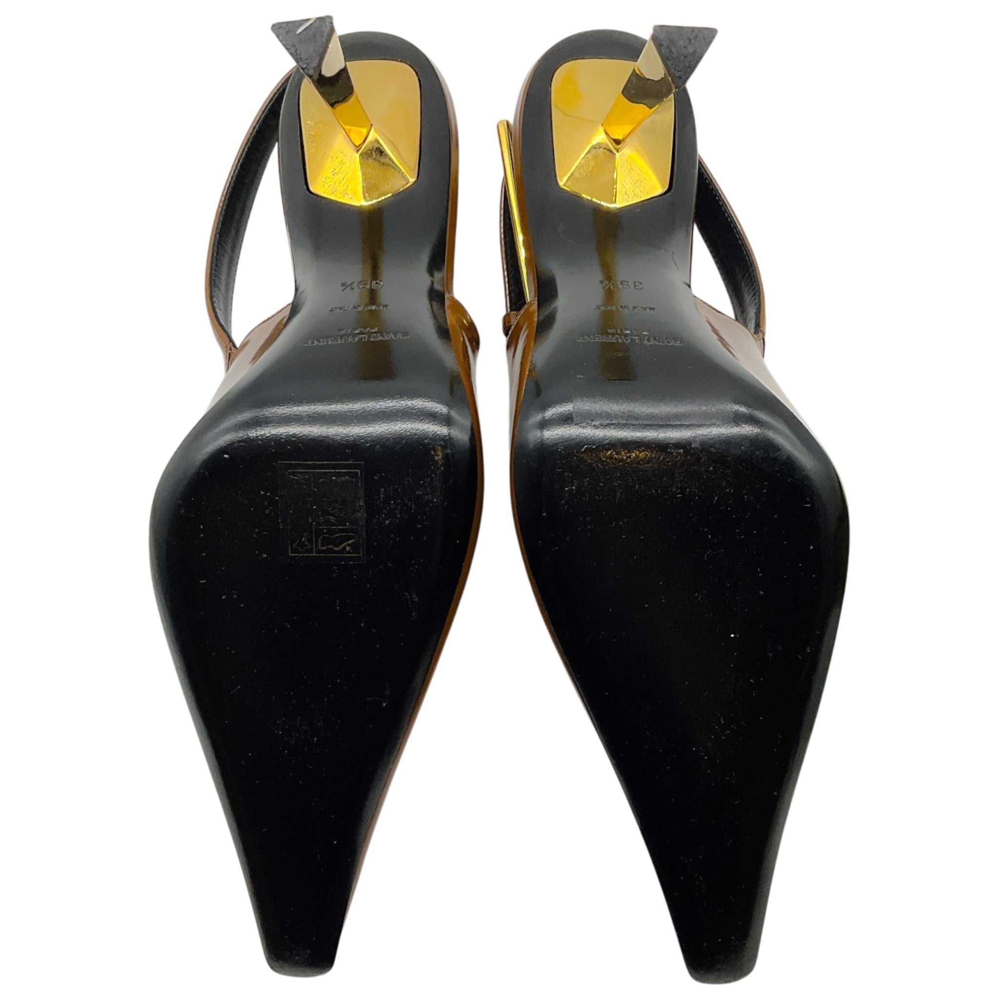 Saint Laurent Vernice Gloss Dune 110 Slingback Pumps