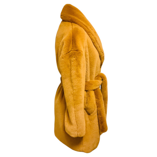 Rag & Bone Camel Faux Fur Coat with Belt