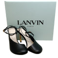 Load image into Gallery viewer, Lanvin Black Leather Sequence Ankle Tie Pumps
