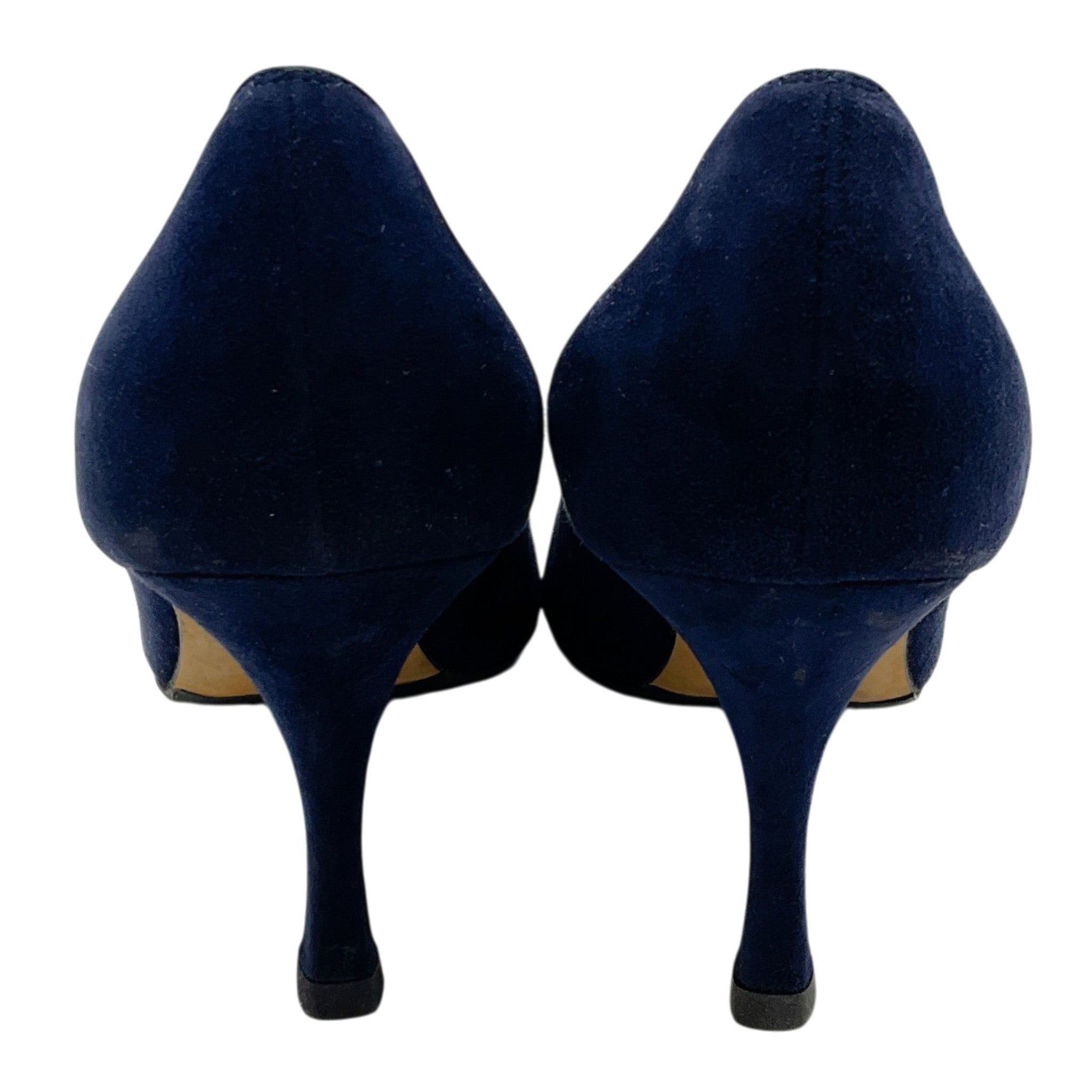 Manolo Blahnik Navy Blue Suede Maysale Pumps