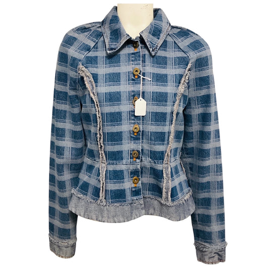 Molly Goddard Blue Alfie Checked Denim Jacket