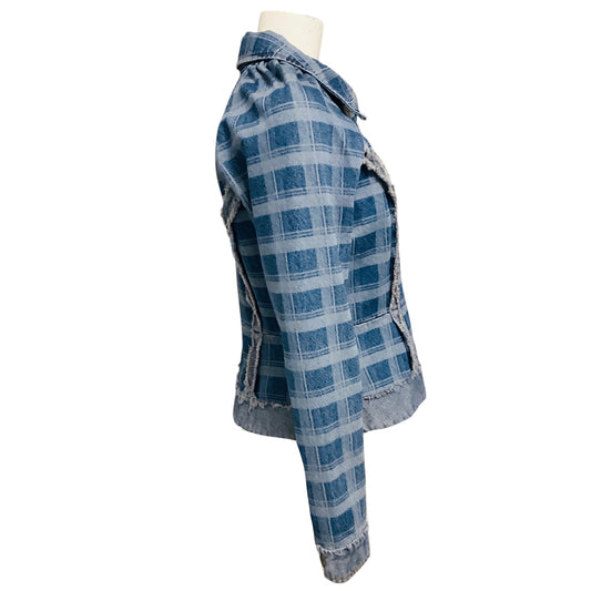 Molly Goddard Blue Alfie Checked Denim Jacket