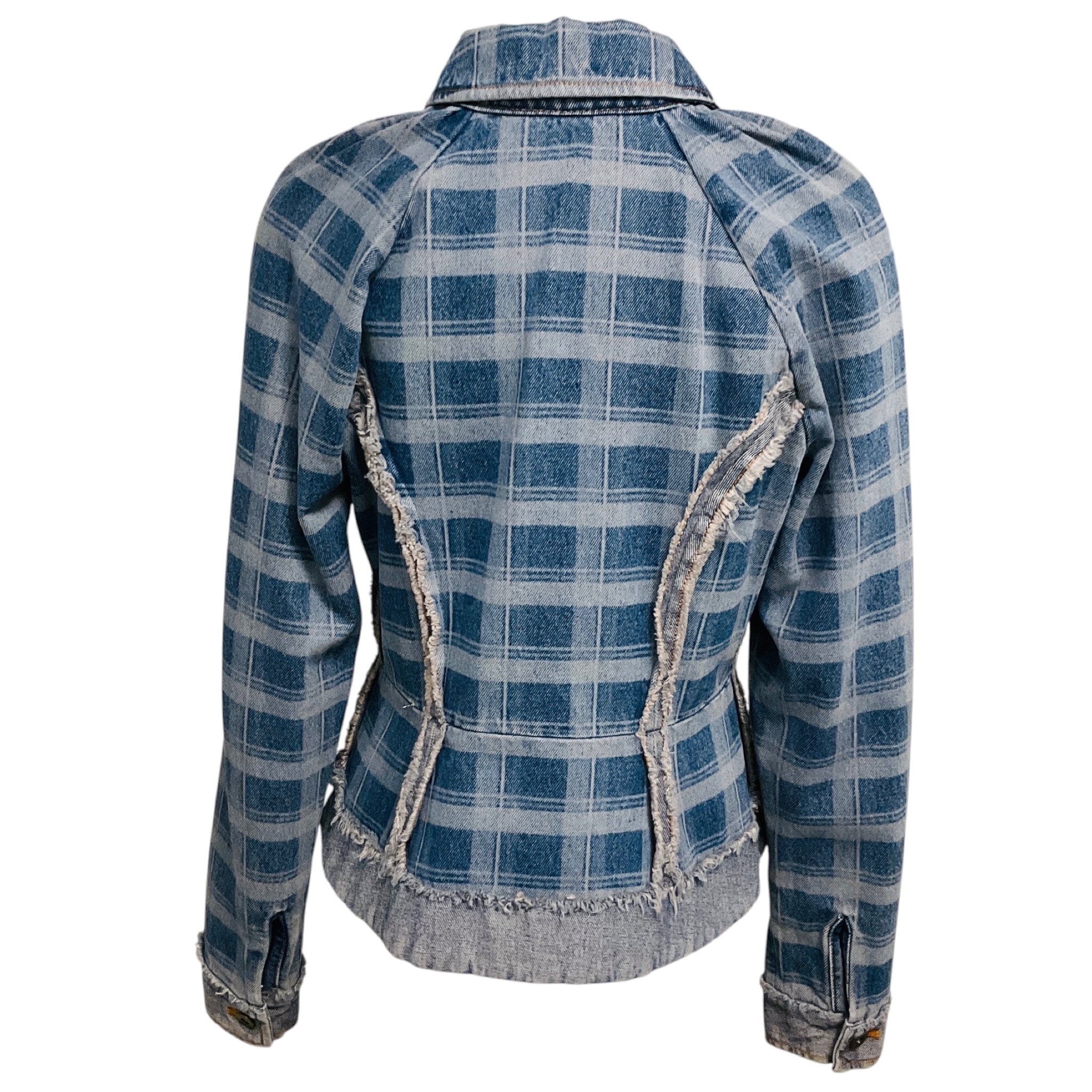 Molly Goddard Blue Alfie Checked Denim Jacket