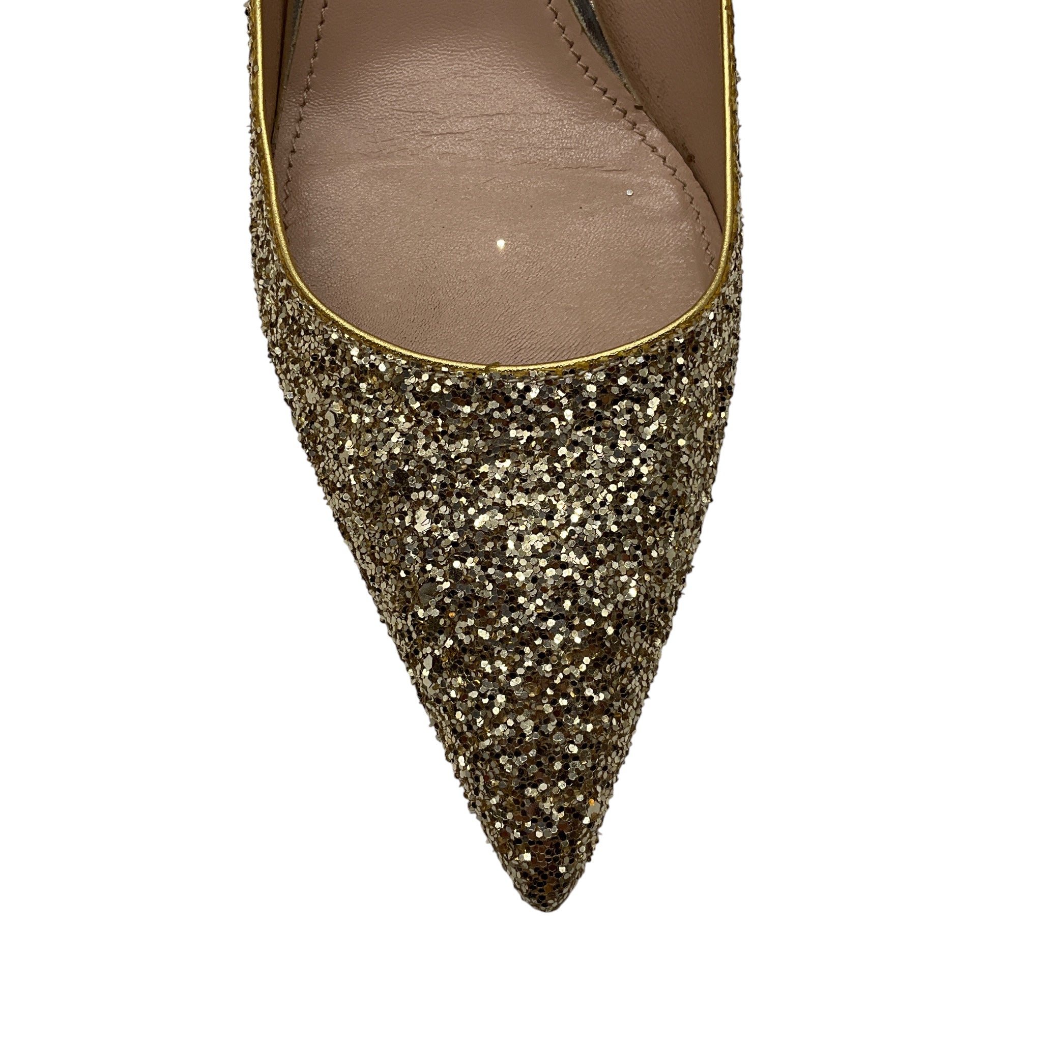 Miu Miu Gold Metallic Glitter Pumps