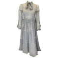 Load image into Gallery viewer, Co. Grey Floral Printed Tie-Neck Long Sleeved Chiffon Dress
