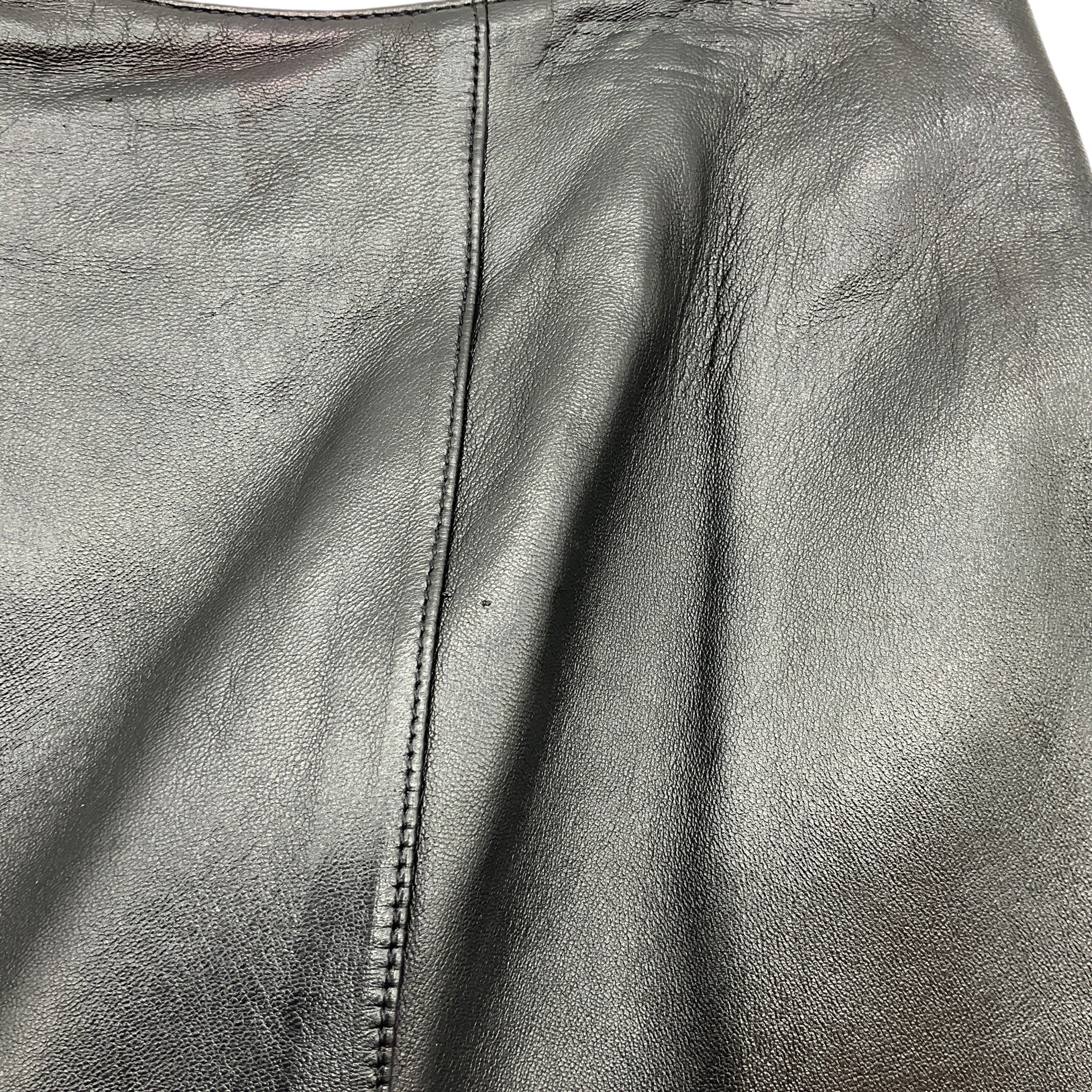 Chanel Black Leather A Line Skirt