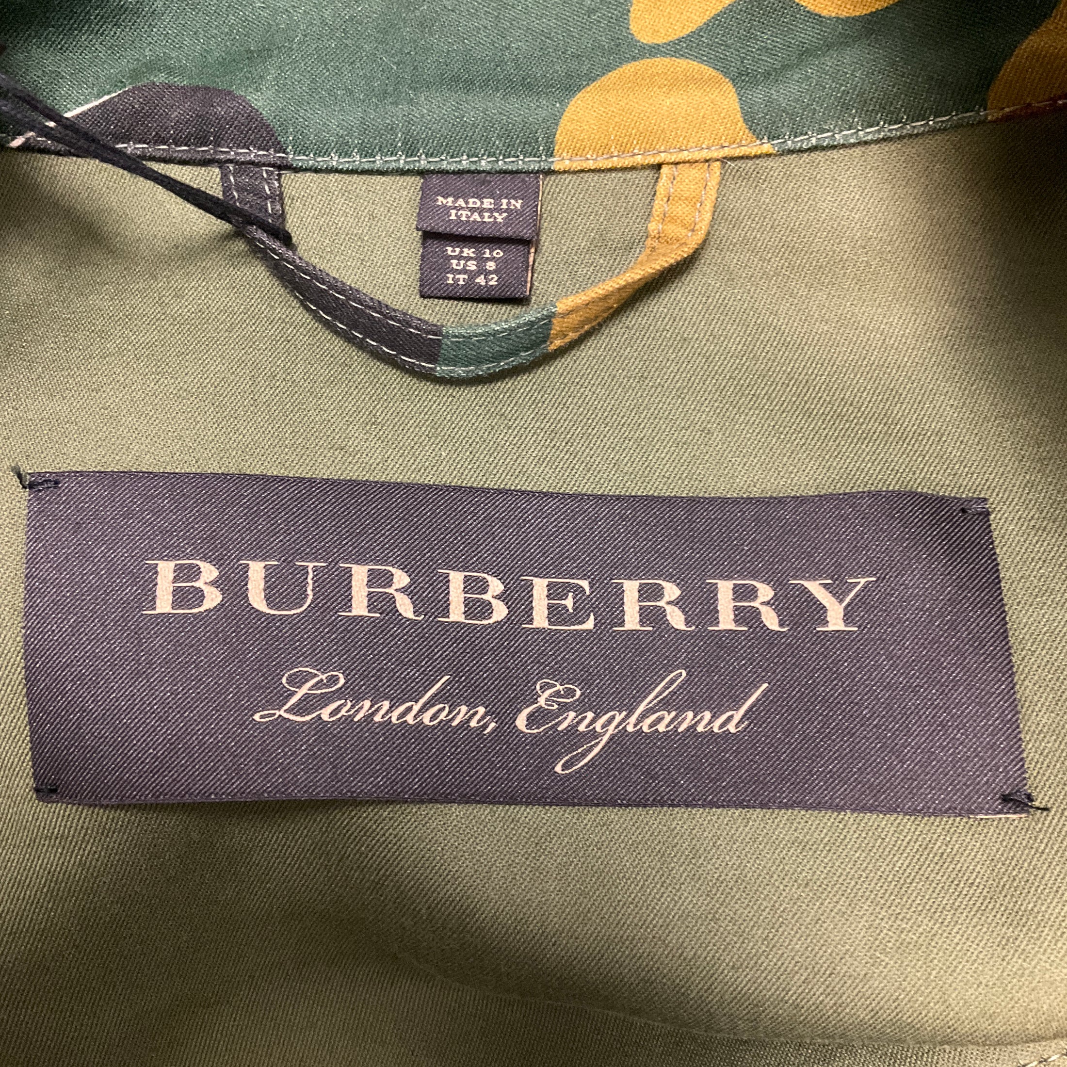 Burberry Ochre Green Boyfriend Fit Camouflage Print Jacket