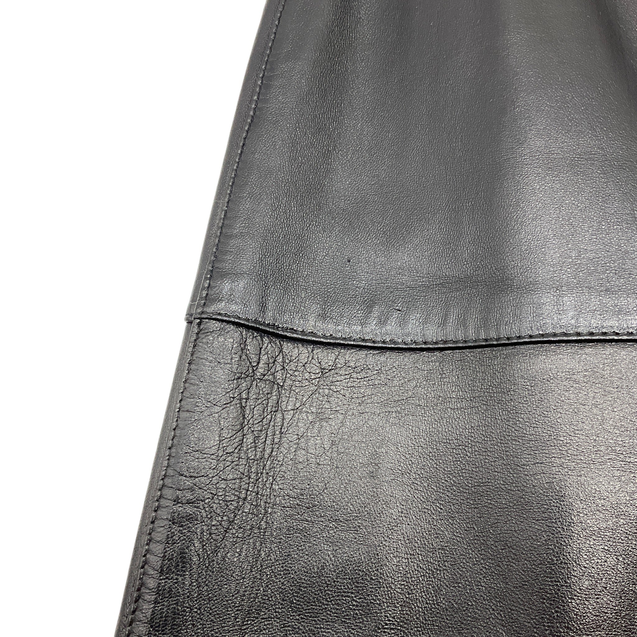 Chanel Black Leather A Line Skirt