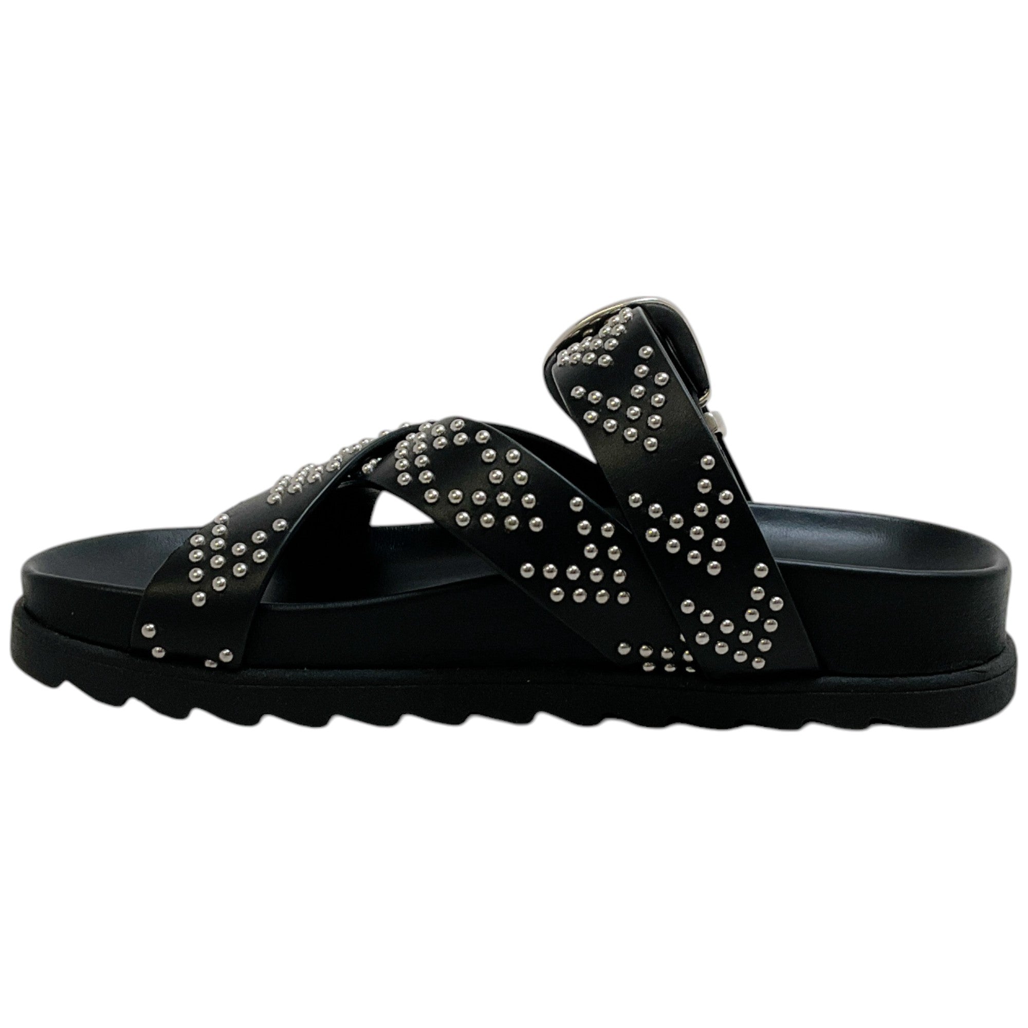 Barbara Bui Black Leather Studded Slide Sandals