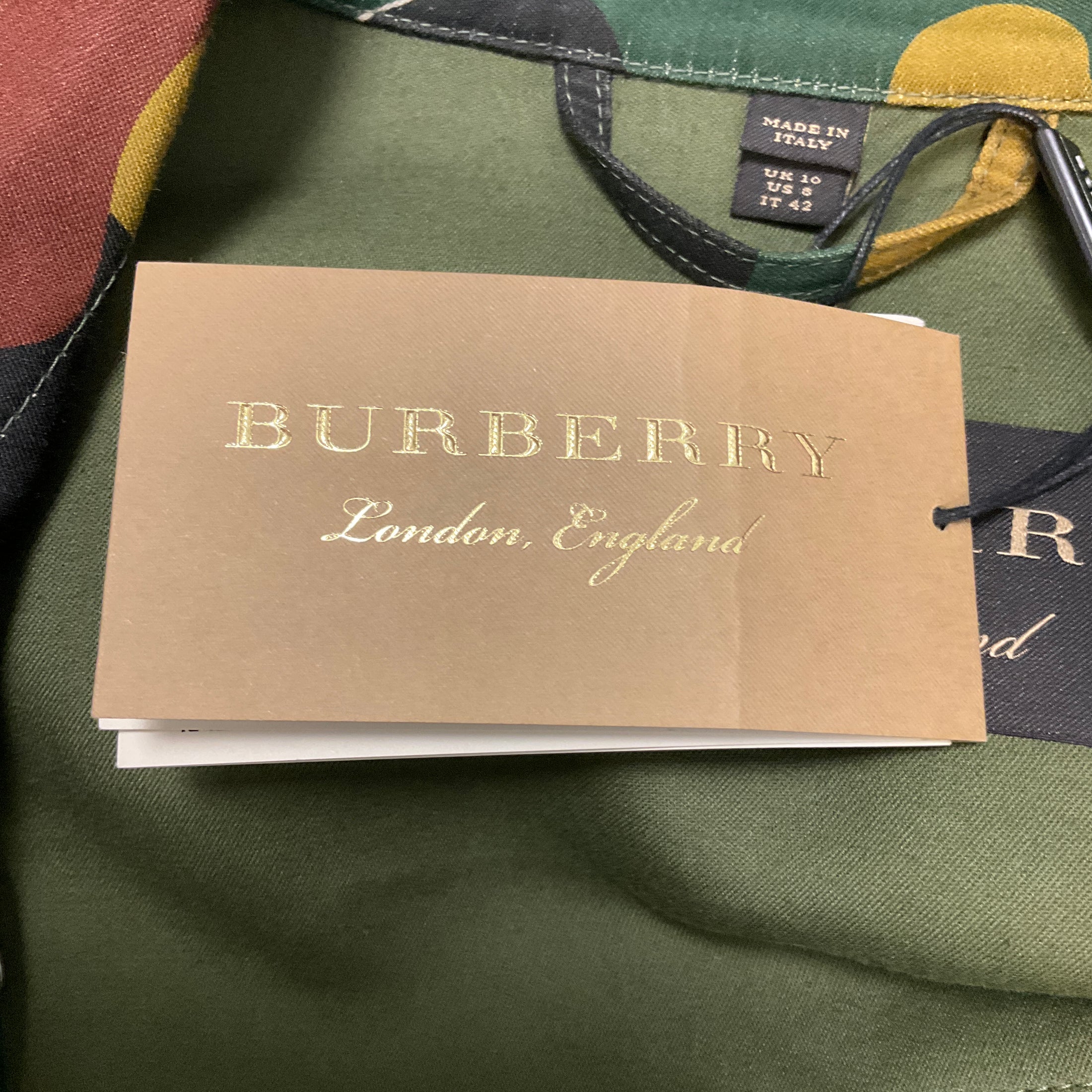 Burberry Ochre Green Boyfriend Fit Camouflage Print Jacket