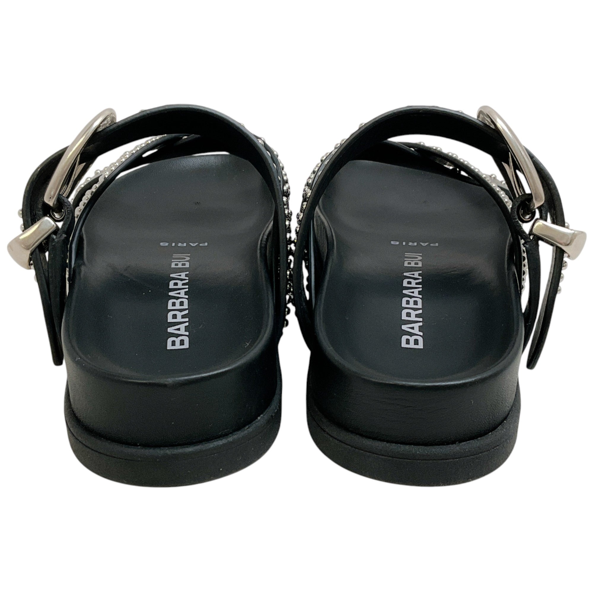 Barbara Bui Black Leather Studded Slide Sandals