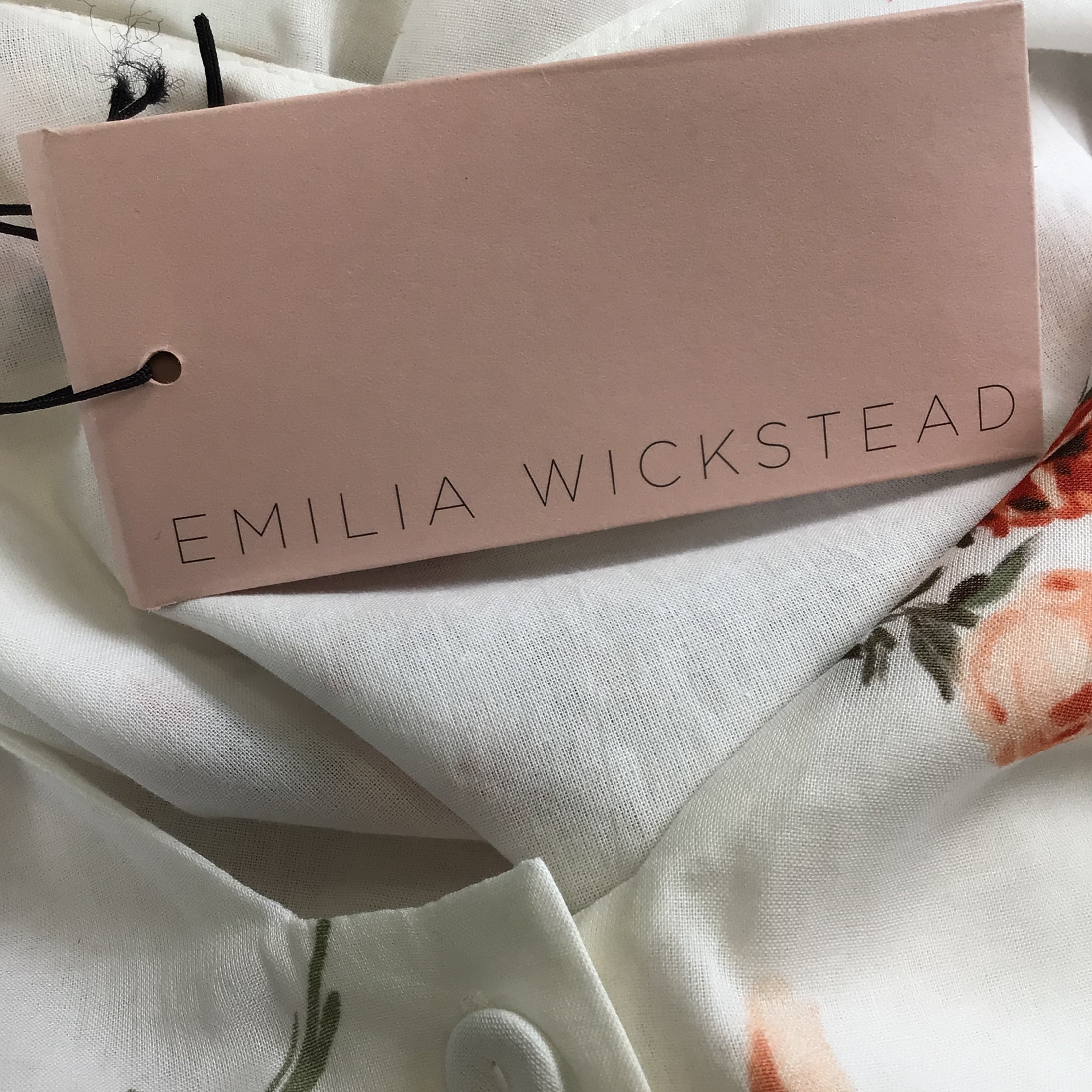 Emilia Wickstead White Multi Katelyn Romantic Roses Sleeveless Short Cotton Day Dress