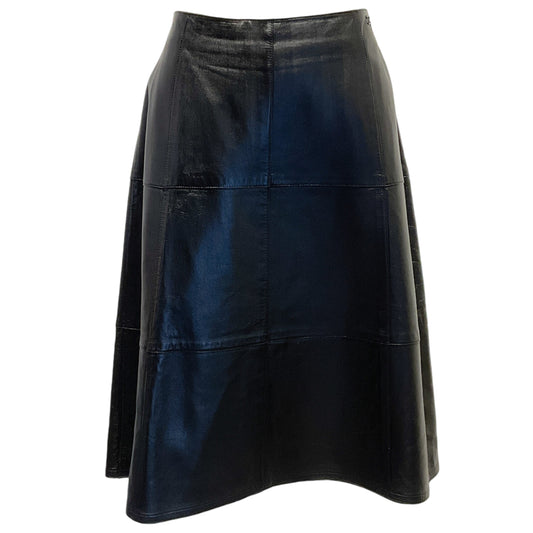 Chanel Black Leather A Line Skirt
