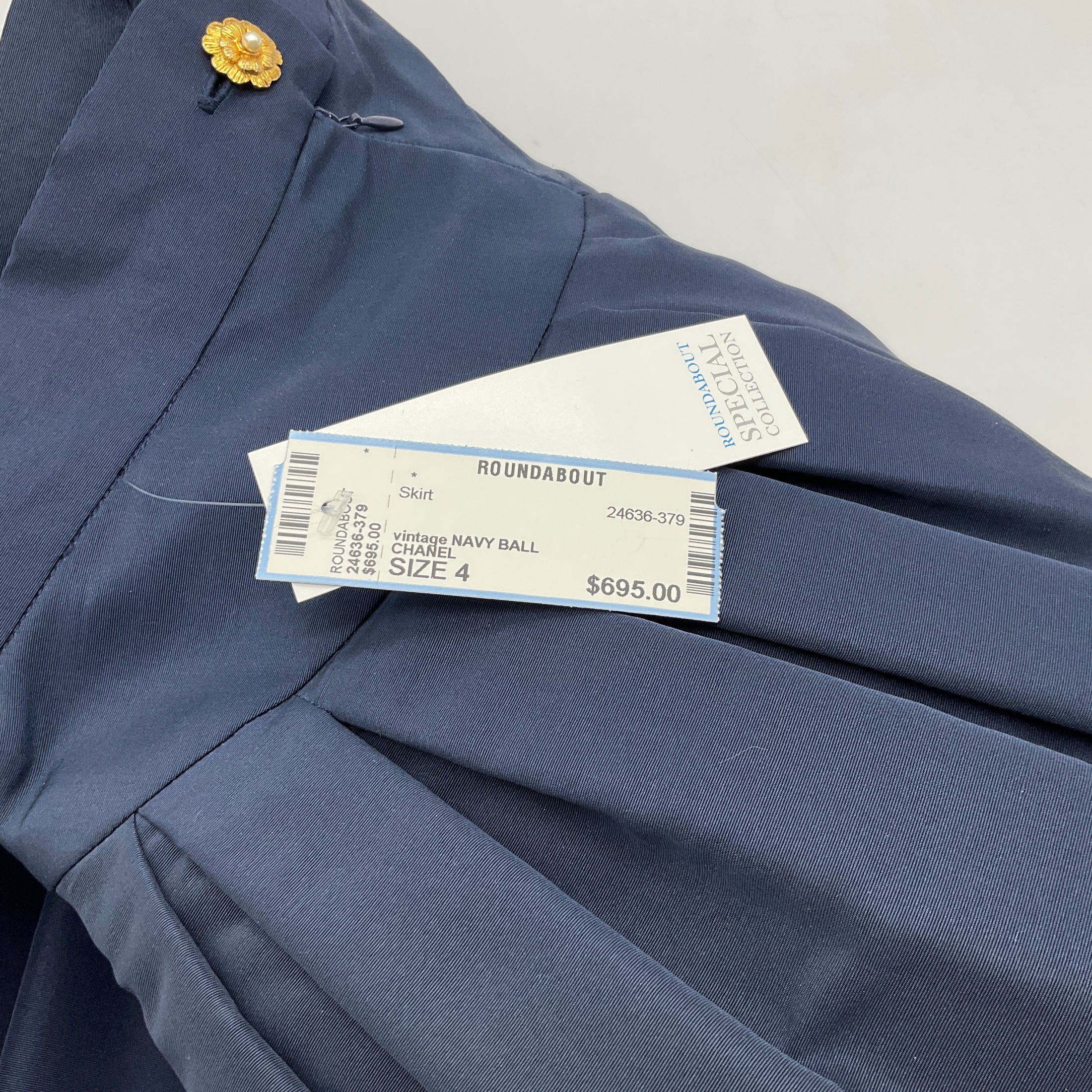 Chanel Vintage Navy Blue Silk Ball Skirt