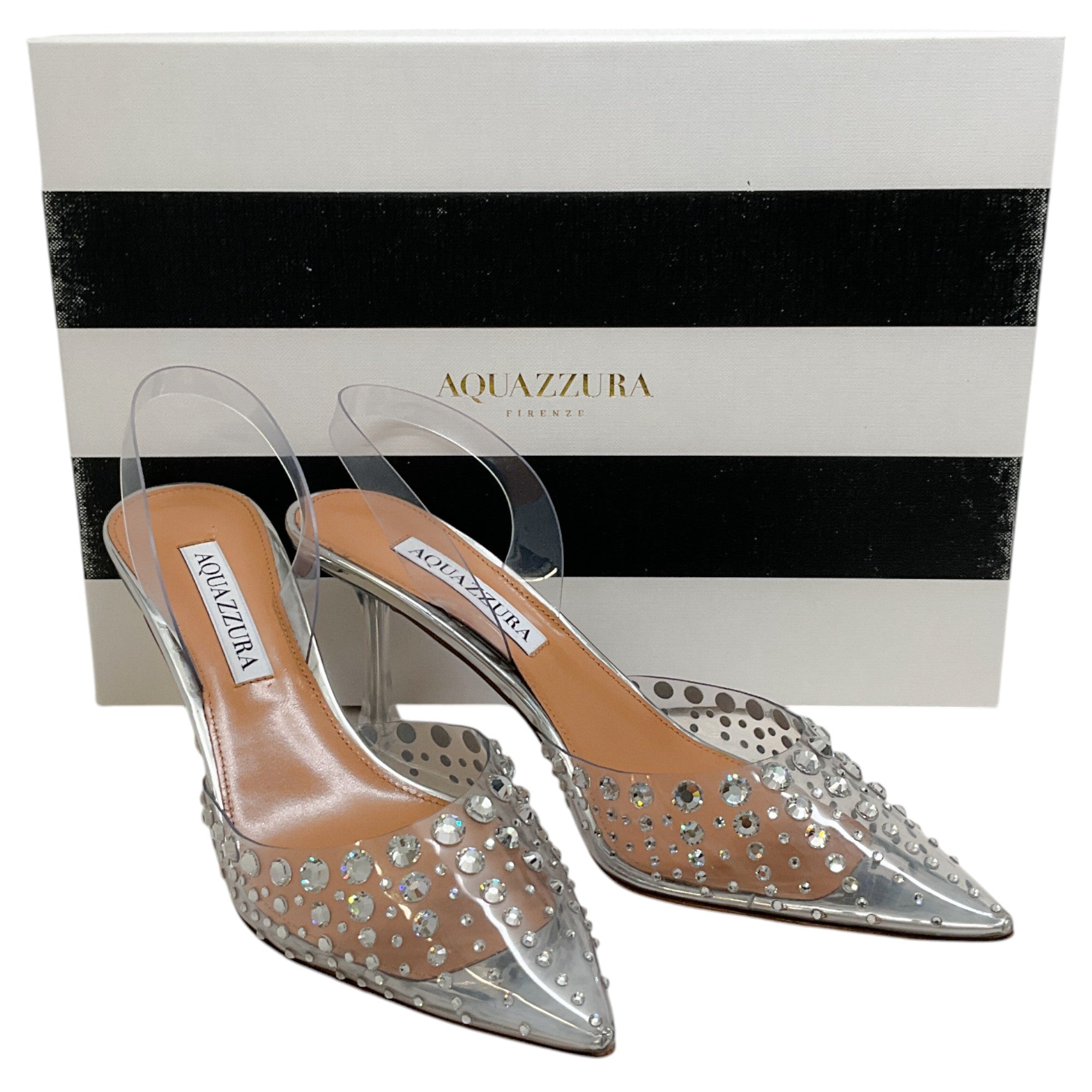 Aquazzura Silver Starburst PVC Slingback Pumps