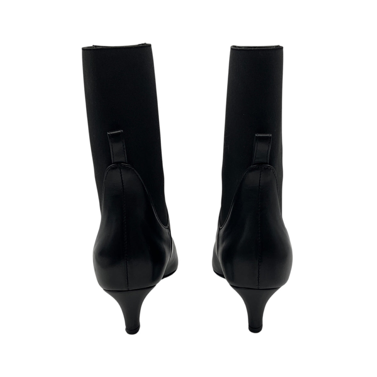 Toteme Black Leather Low Heel Pull On Ankle Booties with Elastic Band