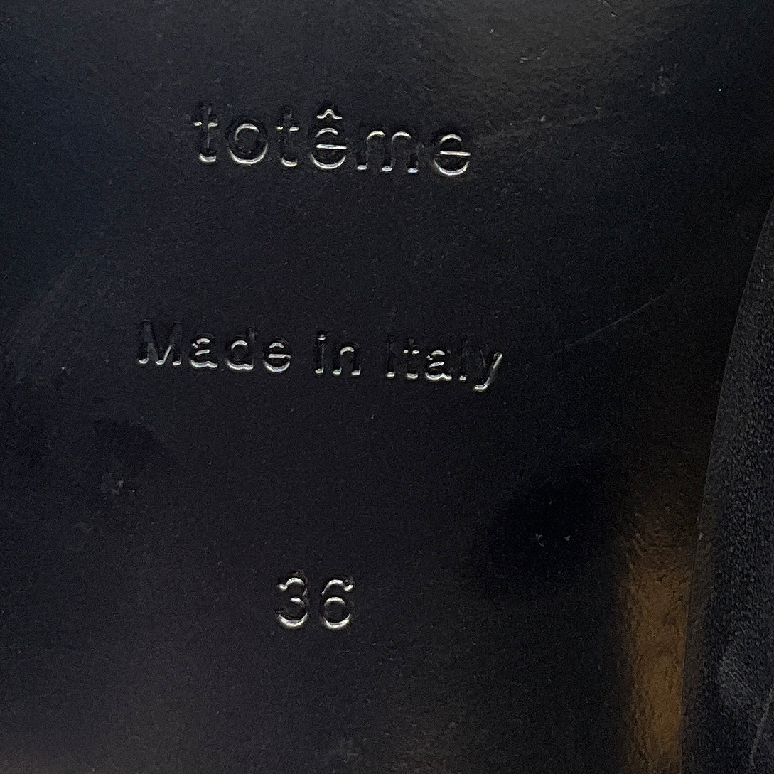 Toteme Black Leather Low Heel Pull On Ankle Booties with Elastic Band