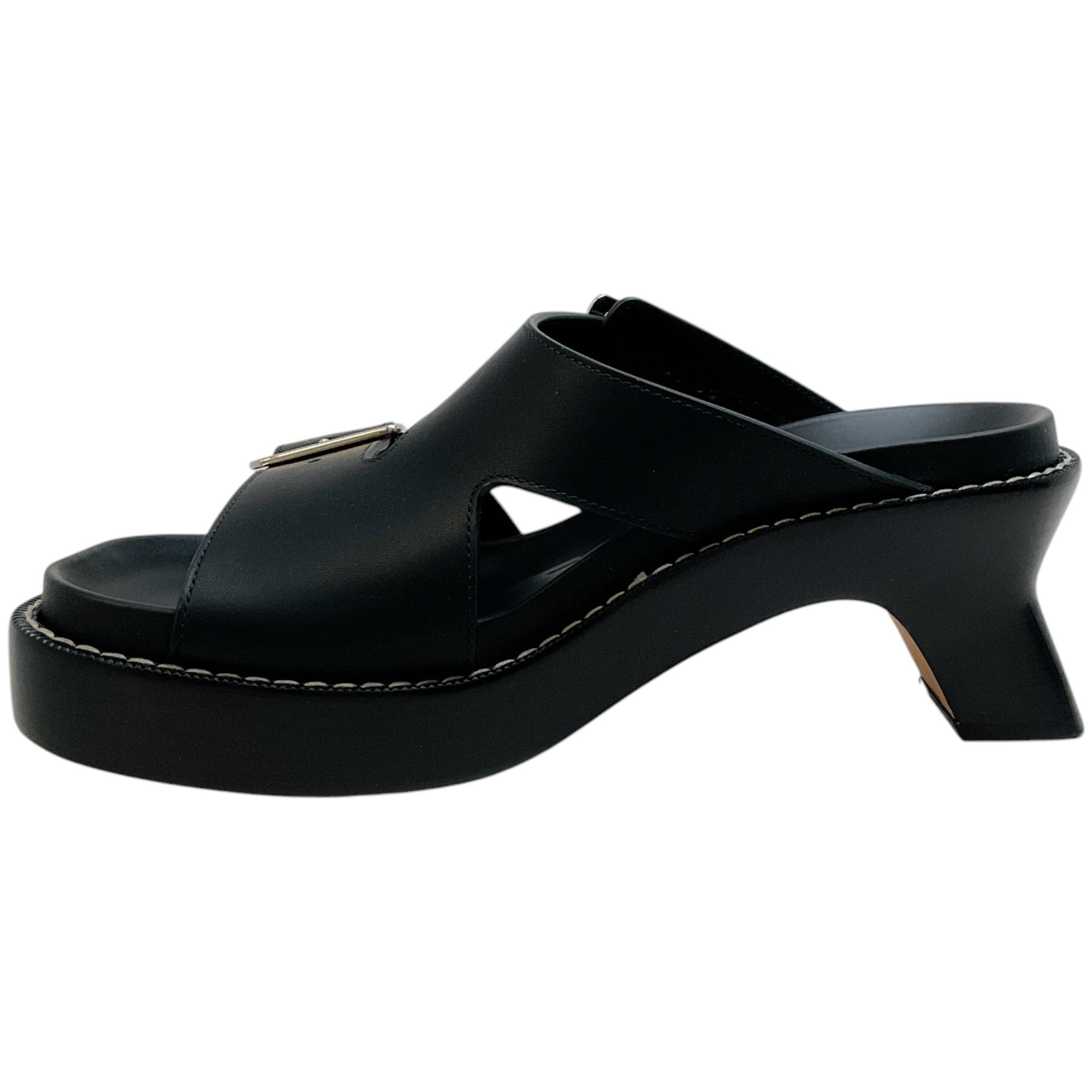 Loewe Black Leather Ease Heel Slide Sandals