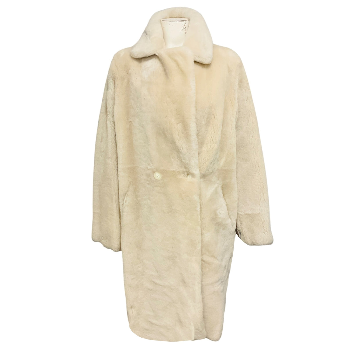 Yves Salomon Ivory / Alabaster Reversible Lamb Shearling Coat
