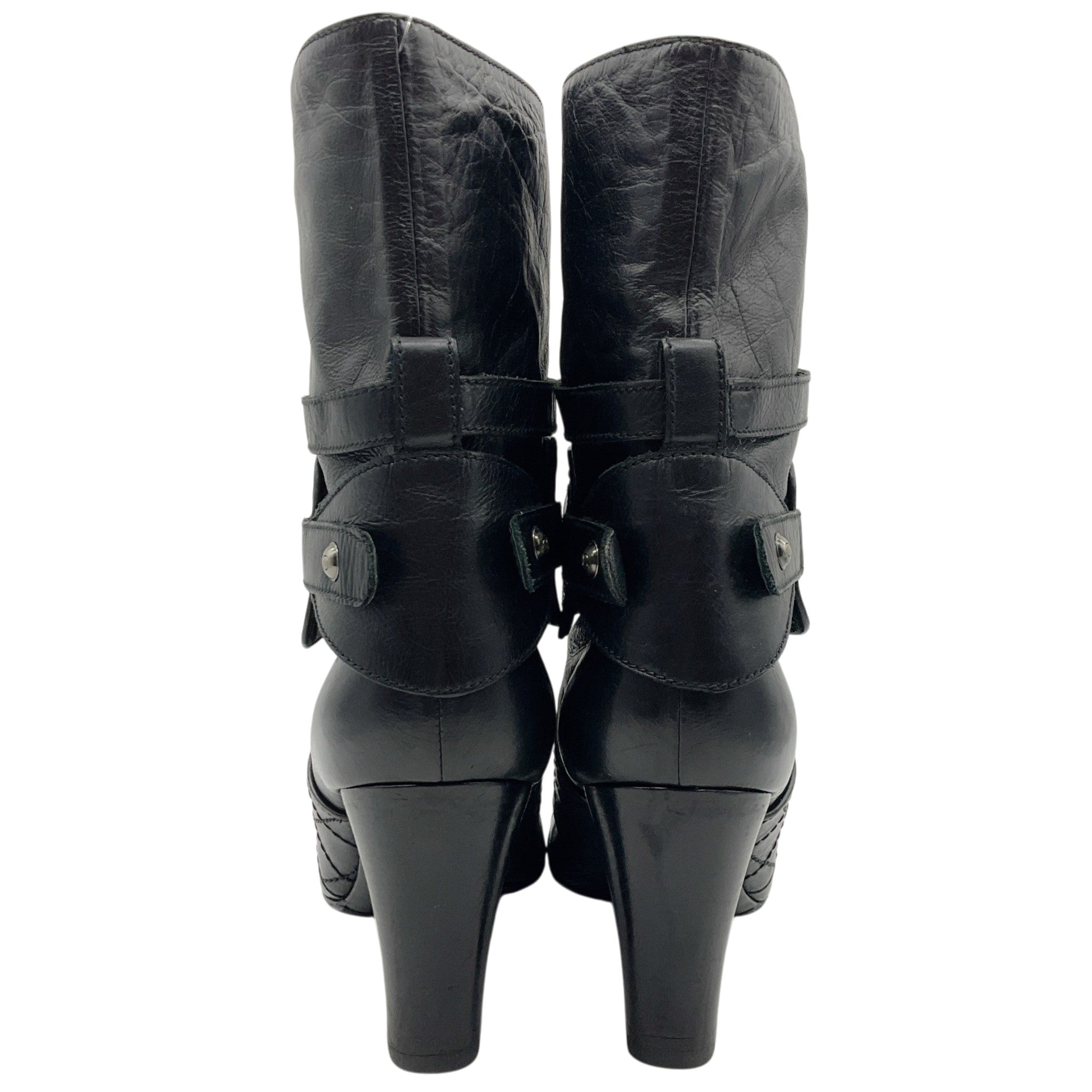 Chanel Black Leather Quilted Ankle Boots