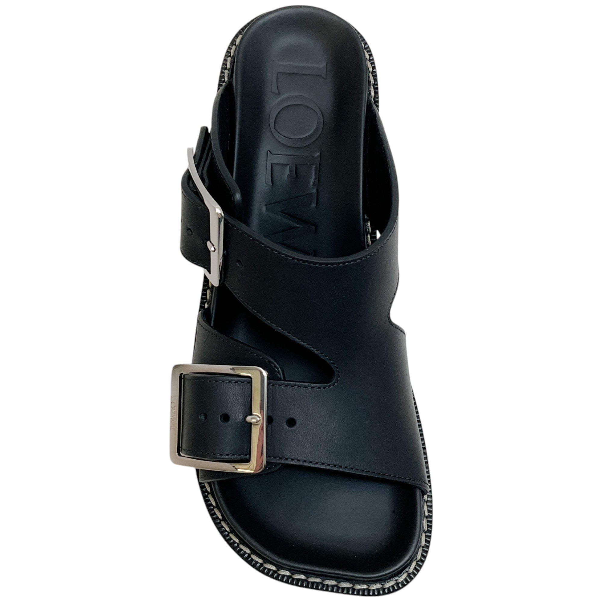 Loewe Black Leather Ease Heel Slide Sandals