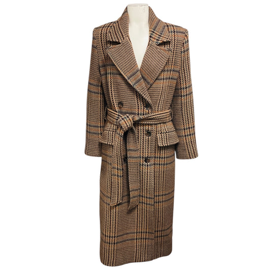 L'Agence Brown Plaid Kolina Long Coat