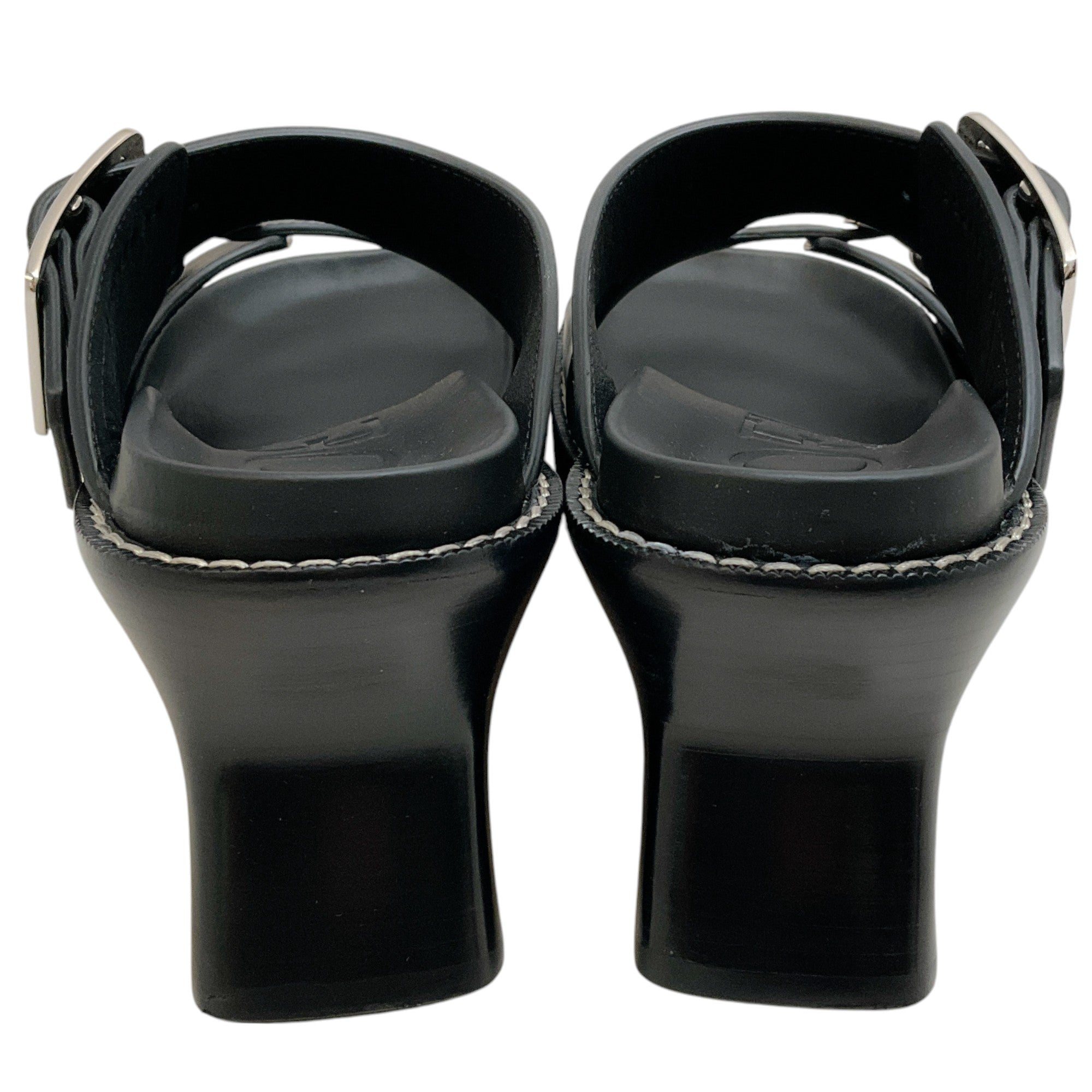 Loewe Black Leather Ease Heel Slide Sandals