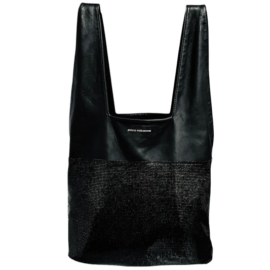 Paco Rabanne Black Chainmail Metal and Leather Shoulder Bag