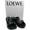 Load image into Gallery viewer, Loewe Black Leather Ease Heel Slide Sandals
