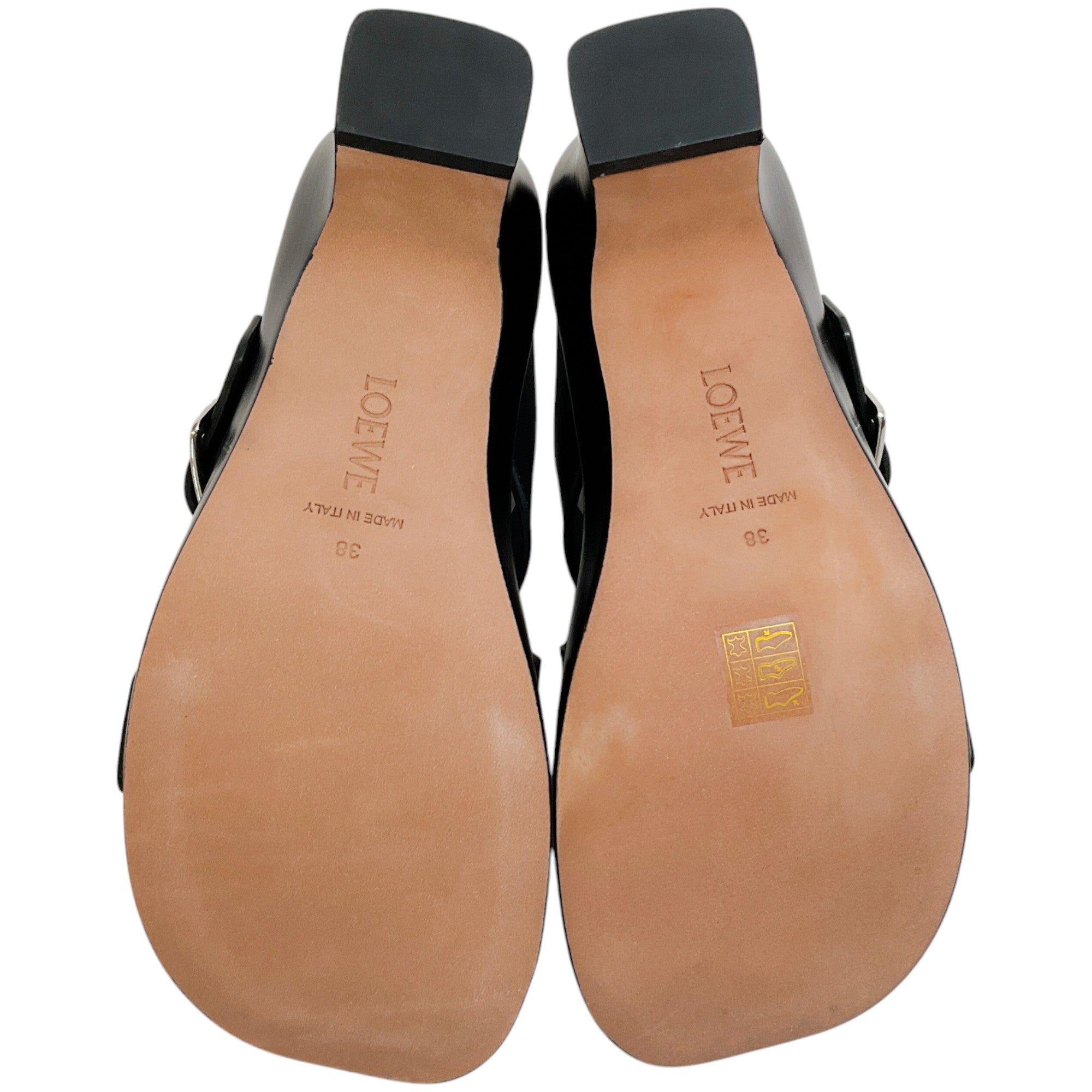 Loewe Black Leather Ease Heel Slide Sandals