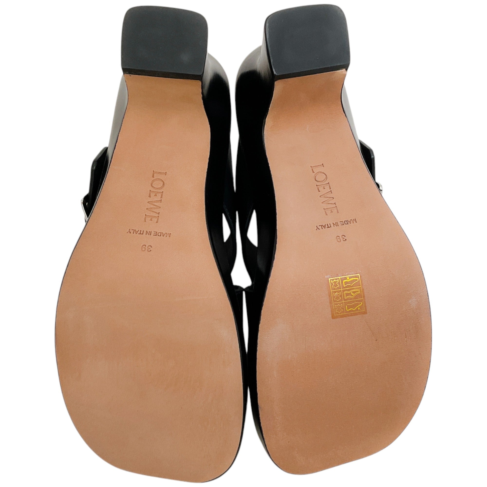 Loewe Black Leather Ease Heel Slide Sandals