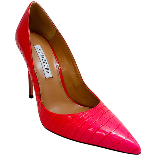 Aquazzura Pink Ombre Croc Embossed Purist 105 Pumps
