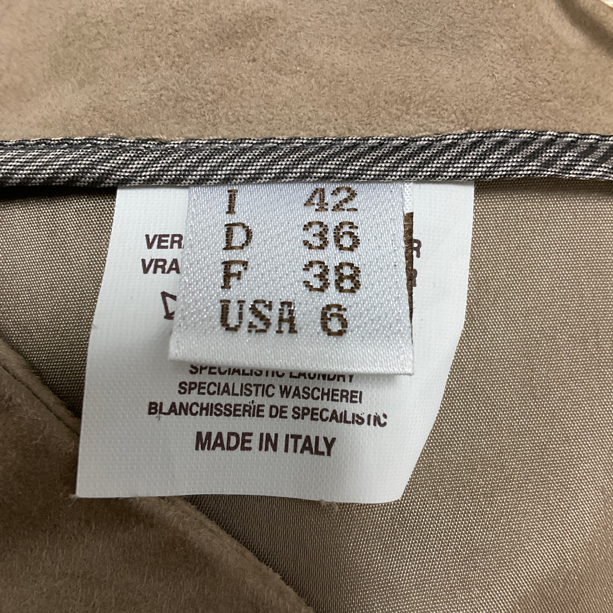 Brunello Cucinelli Taupe Beige Suede Mini Skirt with Monili