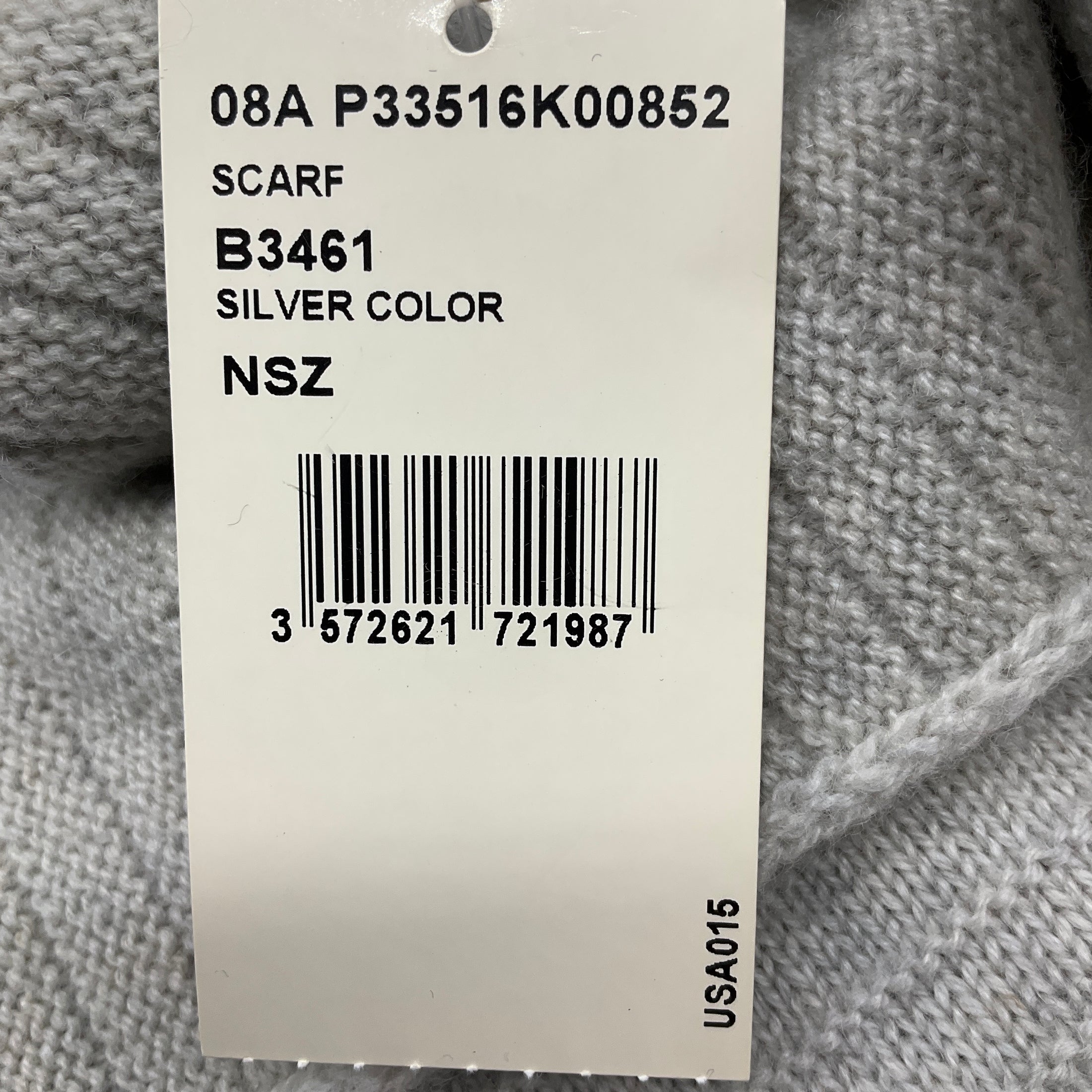 Chanel Silver / Grey / Navy 2008 Fringed Cashmere Knit Scarf