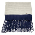 Load image into Gallery viewer, Chanel Silver / Grey / Navy 2008 Fringed Cashmere Knit Scarf
