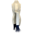 Load image into Gallery viewer, Chanel Silver / Grey / Navy 2008 Fringed Cashmere Knit Scarf
