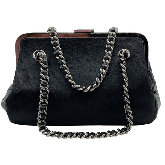Chanel Vintage 1980's Black Nappa Leather and Hair Calf Shoulder Bag
