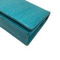 Load image into Gallery viewer, Lalo Handbags Turquoise Embossed Leather Evening Clutch
