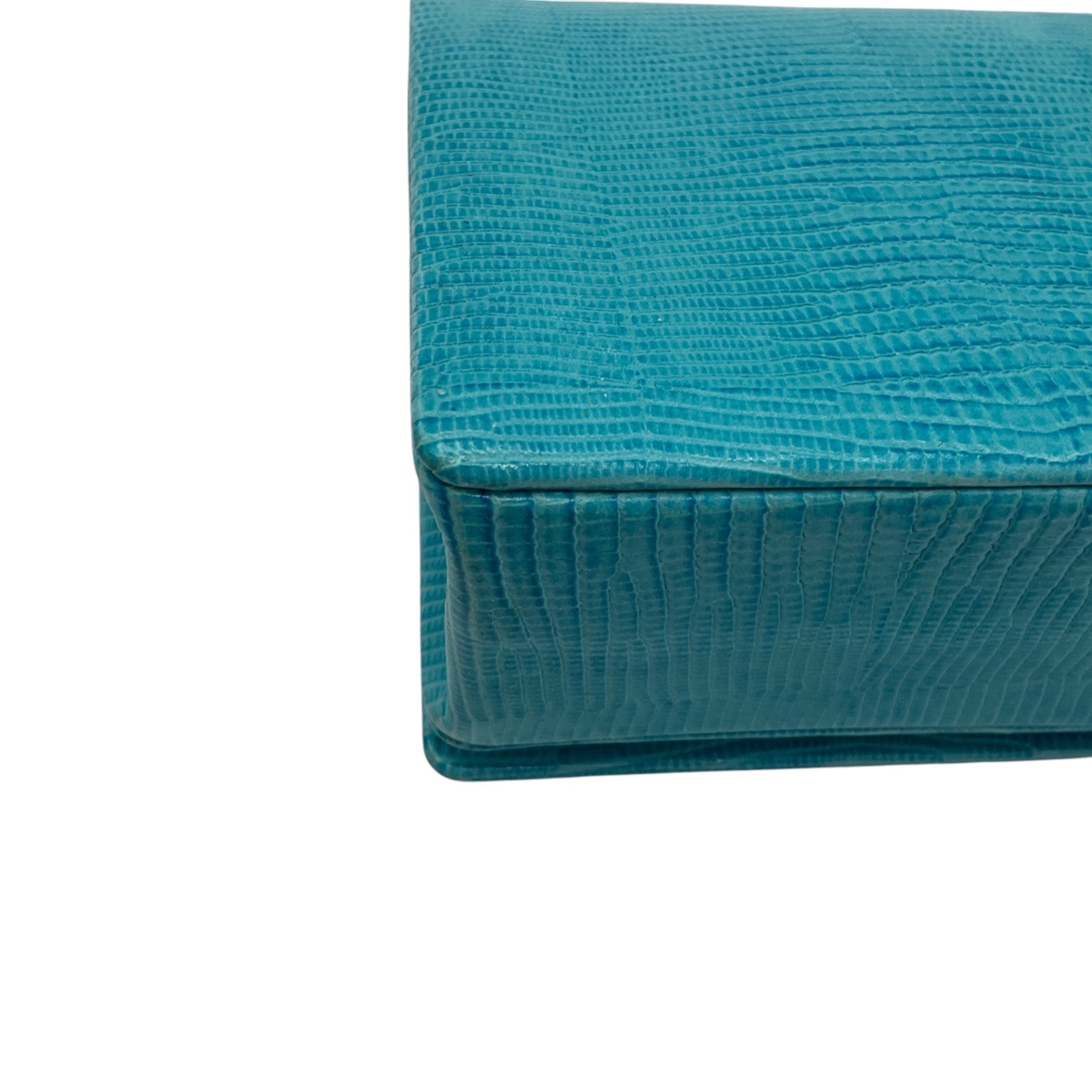 Lalo Handbags Turquoise Embossed Leather Evening Clutch