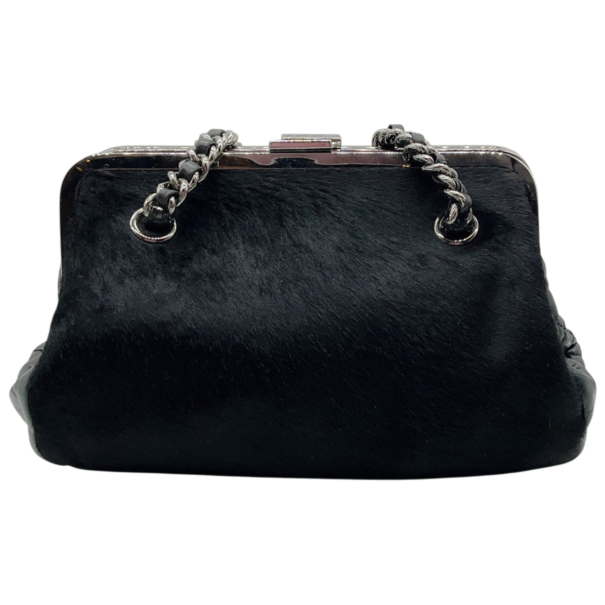 Chanel Vintage 1980's Black Nappa Leather and Hair Calf Shoulder Bag