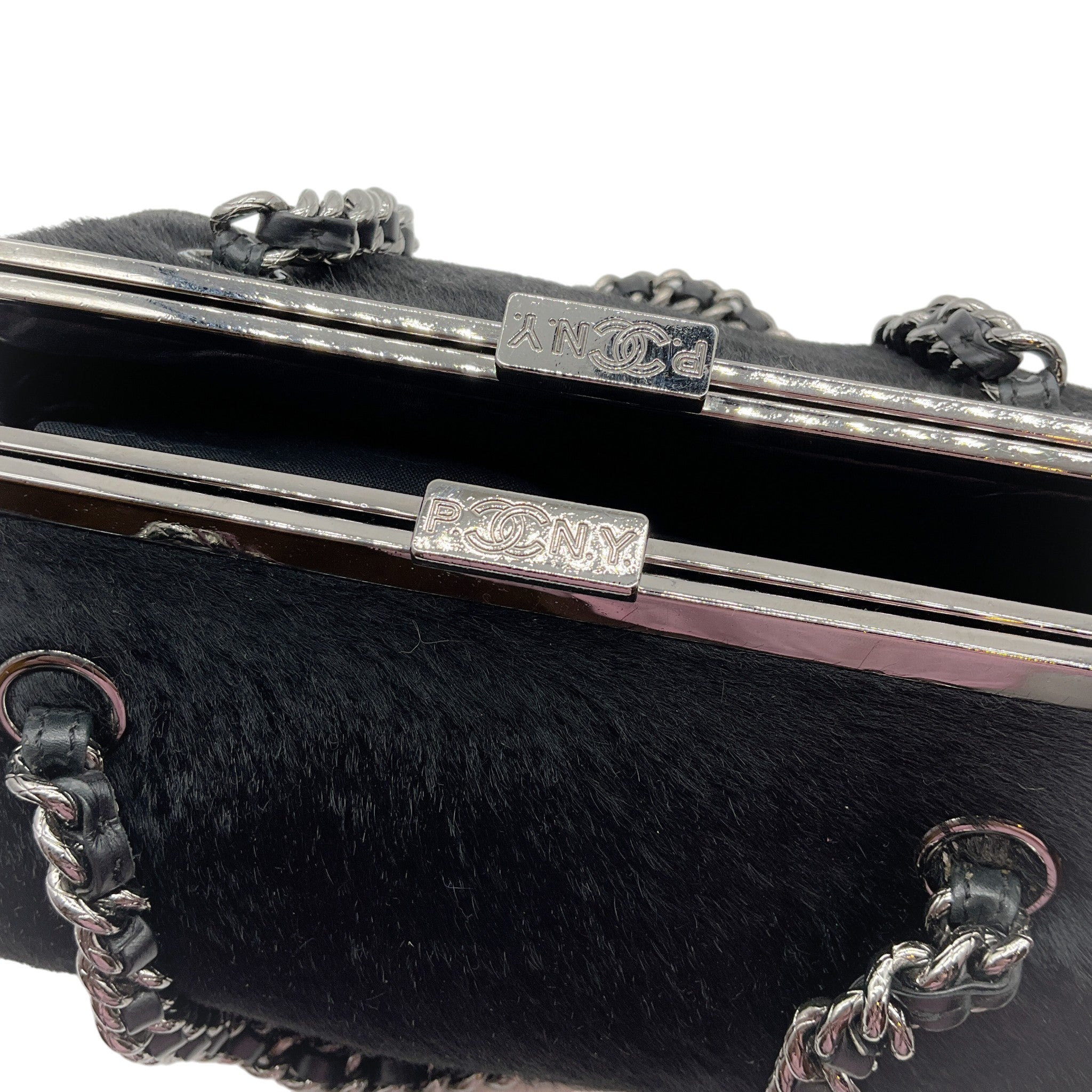 Chanel Vintage 1980's Black Nappa Leather and Hair Calf Shoulder Bag