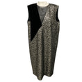 Load image into Gallery viewer, Lanvin Black / Silver / Gold Metallic Sleeveless Jacquard Dress with Velvet Trim

