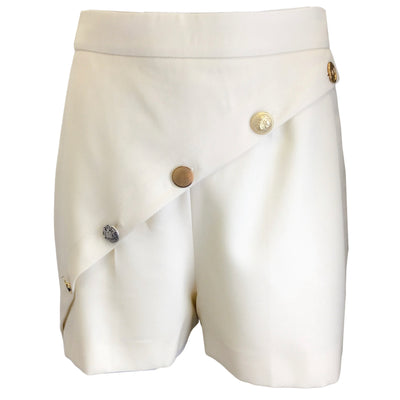 Alexander McQueen Ivory / Gold Button Detail Wool Shorts