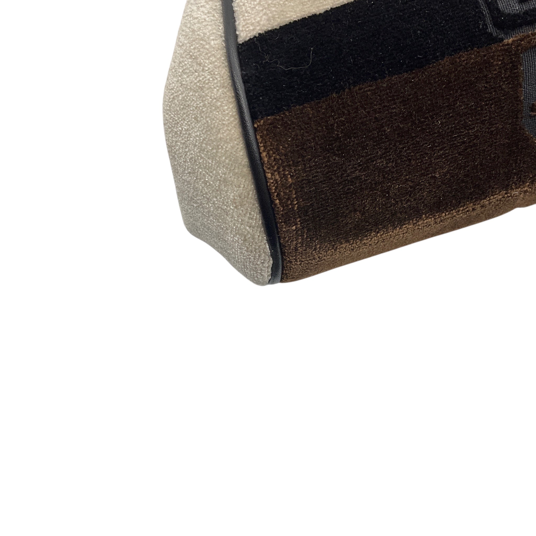 Roberta di Camerino Beige / Brown / Black Velvet and Leather Top Handle Bag with Gold Hardware