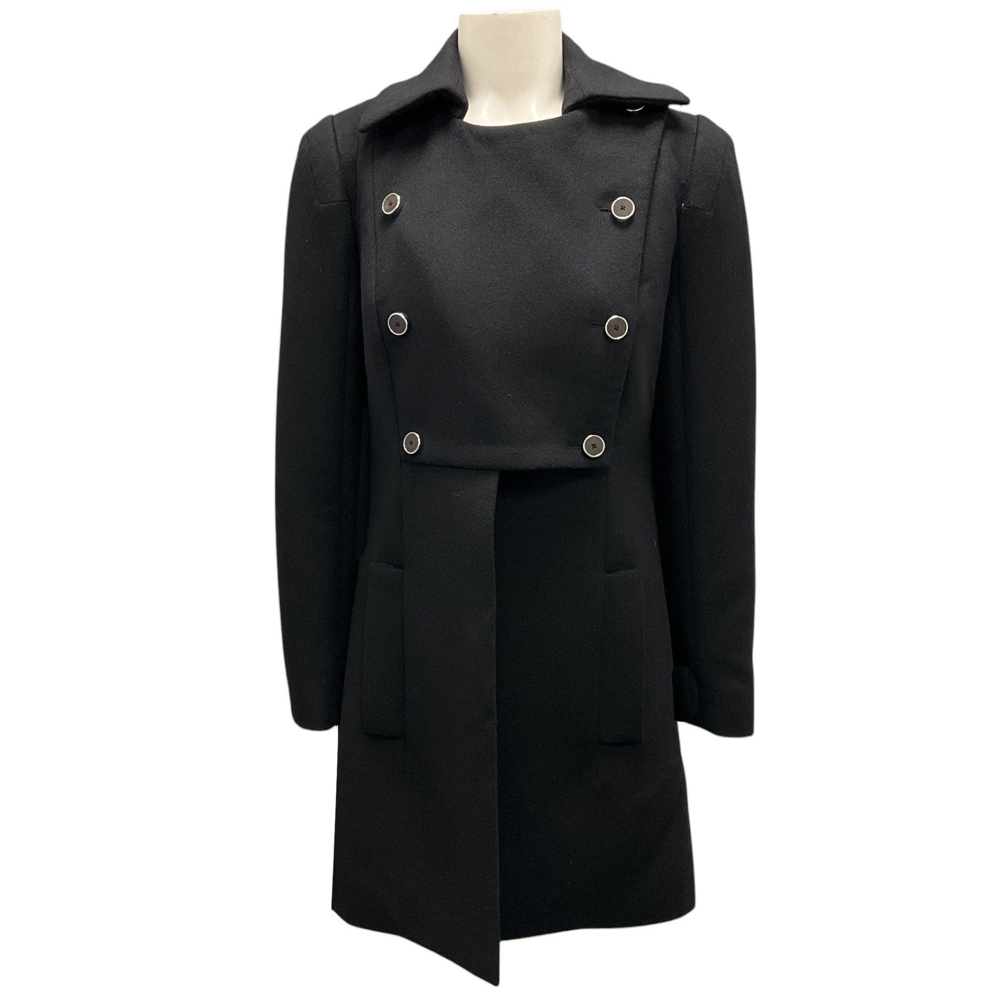 Chloe Black Double Breasted Wool and Angora Coat