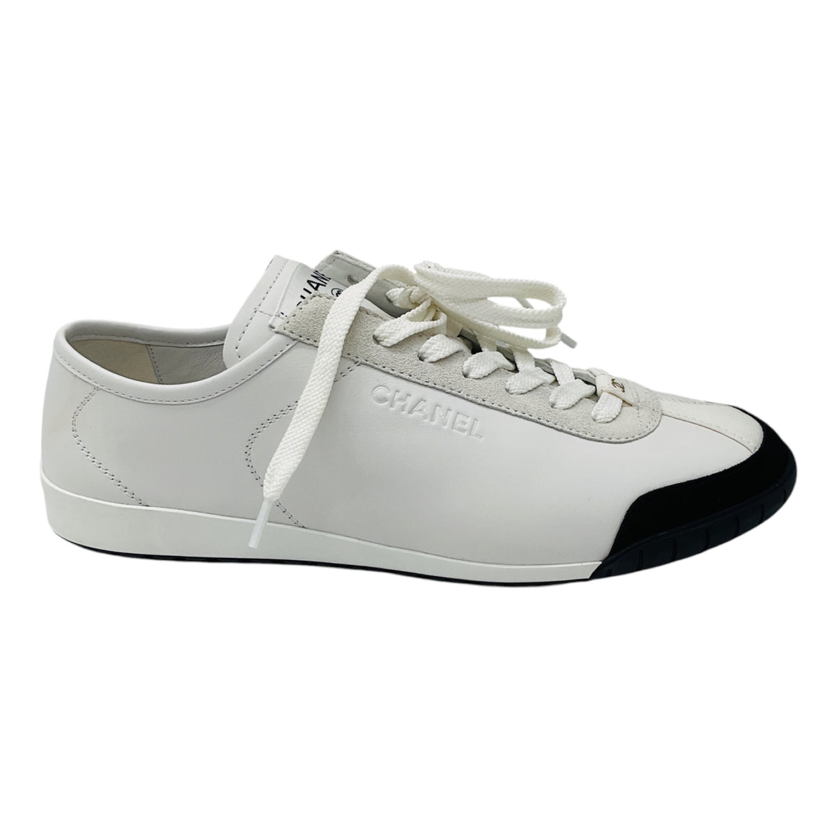 Chanel White / Black 2024 Calfskin and Suede Calfskin Sneakers