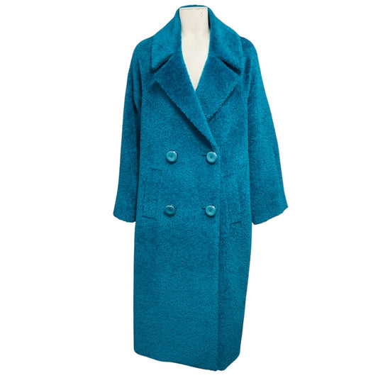 Maison Common Blue Double Breasted Long Alpaca Coat