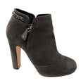 Load image into Gallery viewer, Chanel Grey / Silver Chain Detail Suede Short Boots
