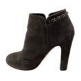 Load image into Gallery viewer, Chanel Grey / Silver Chain Detail Suede Short Boots
